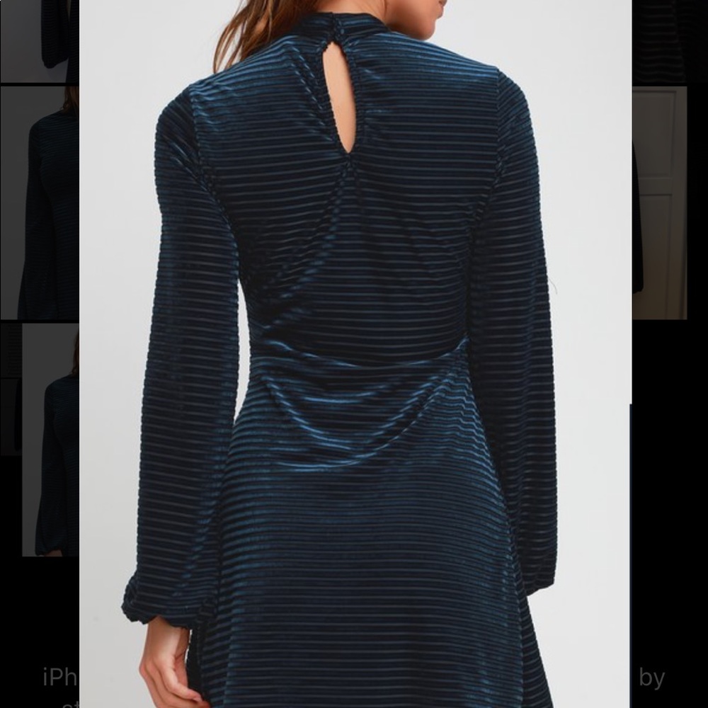 Lulu’s Velvet Striped Dress - Picture 3 of 5